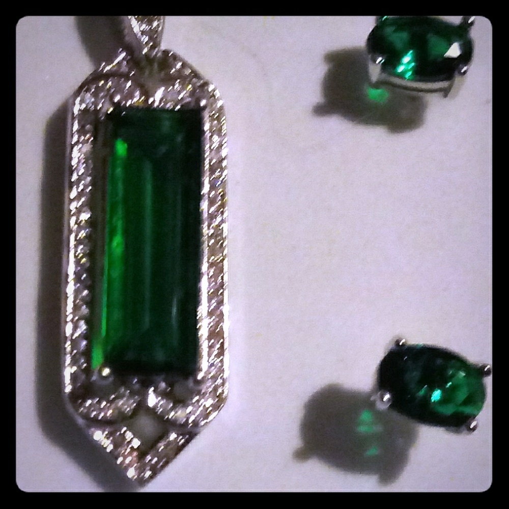 Sterling Silver w/ Emerald Stones